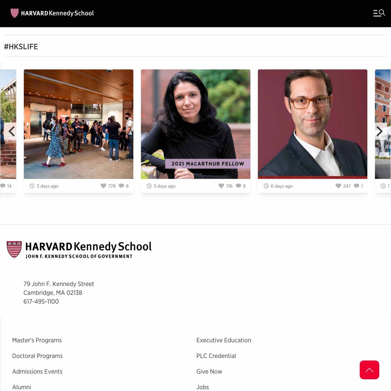 Screenshot of Harvard Kennedy School display