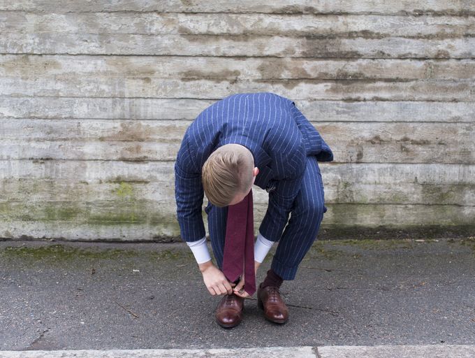 Behind the scenes. Vaatturiliike Sauma made-to-order suit from Carlo Barbera 250g/m2 wool flannel, fully-canvassed with a natural shoulder. Exquisite trimmings tie, Sonrisa shirt, Pantherella socks and Alfred Sargent Hunt shoes.​​