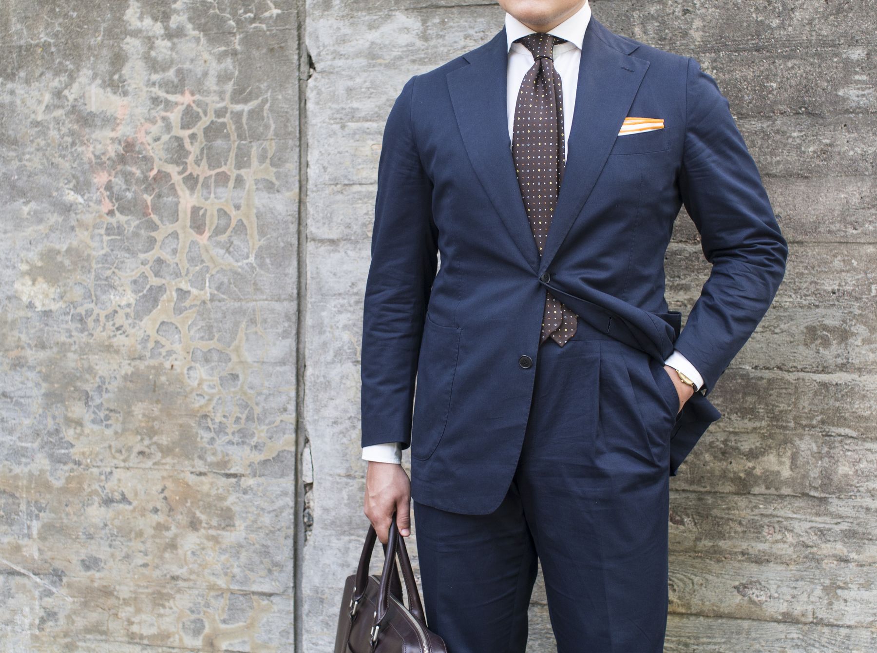 Navy Cotton Suit as Summer Business Suit