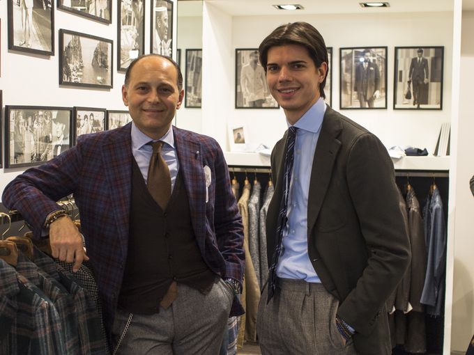 Pino Luciano and Lorenz Kolbe from the amazing La Vera Sartoria Napoletana stand.​