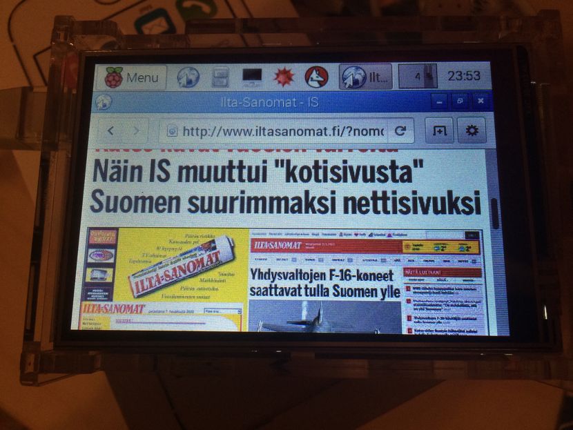 Reading our favourite newspaper with the touch screen