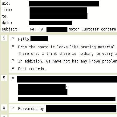 Example problem and solution emails from the ABB support database.