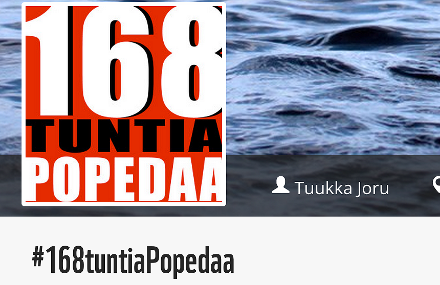 Tuukka Joru kerää tempauksellaan rahaa Itämeren hyväksi. Kuvakaappaus WWF:n keräyssivulta.