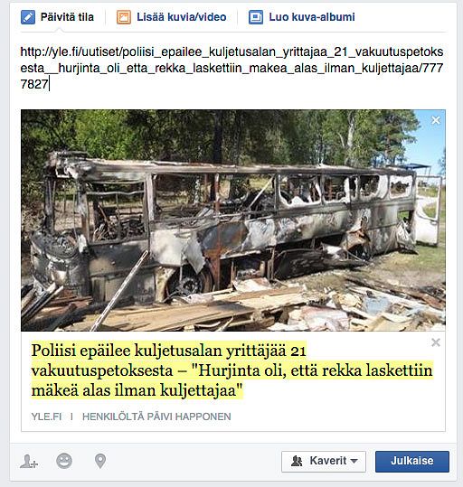 Näin Facebook-otsikon voi vaihtaa. Klikkaa vain otsikkoa jakoikkunassa.