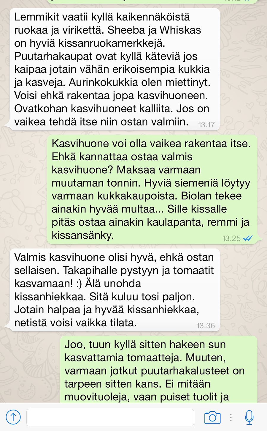 Keskustelu Whatsappissa eteni loogisesti.