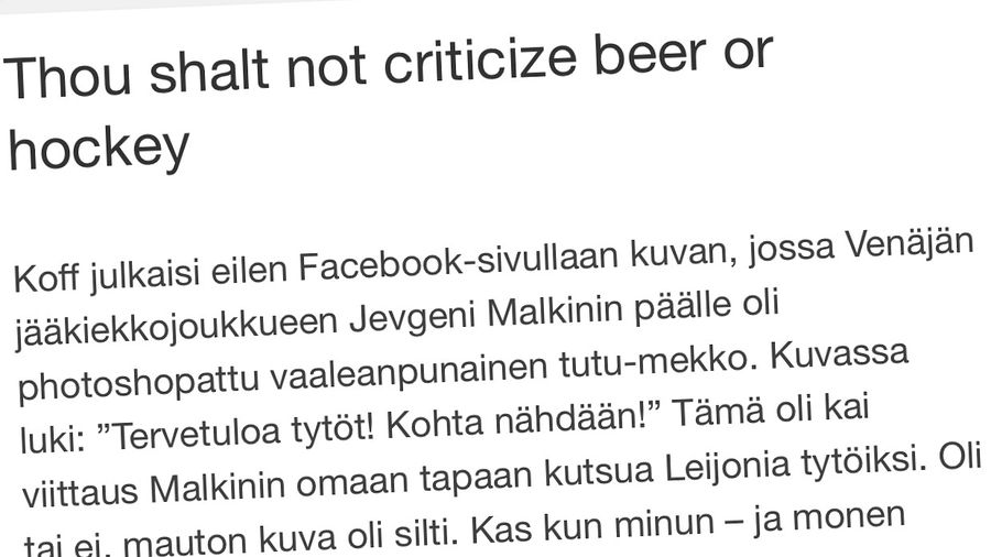 Kuvakaappaus Sini Korpisen blogikirjoituksesta.