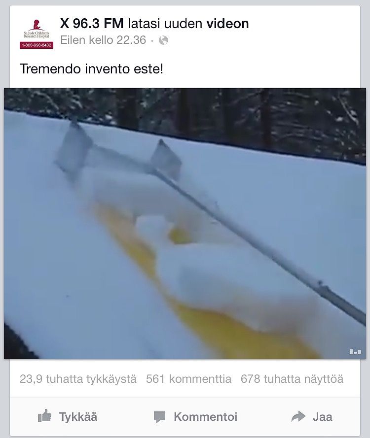 Kuvakaappaus Facebookista.
