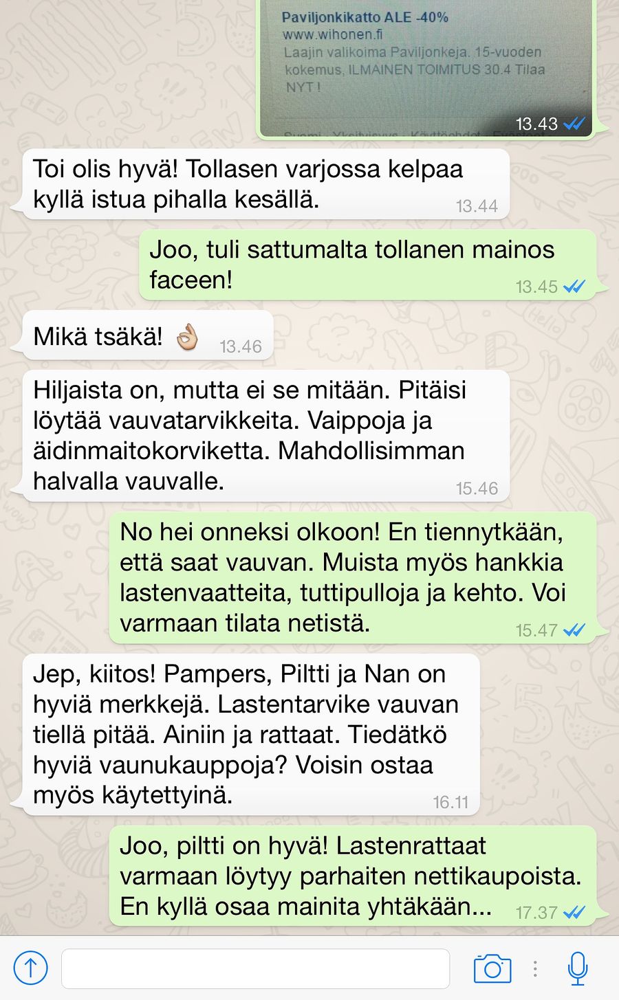 Keskusteluissa lueteltiin tavaramerkkejä.