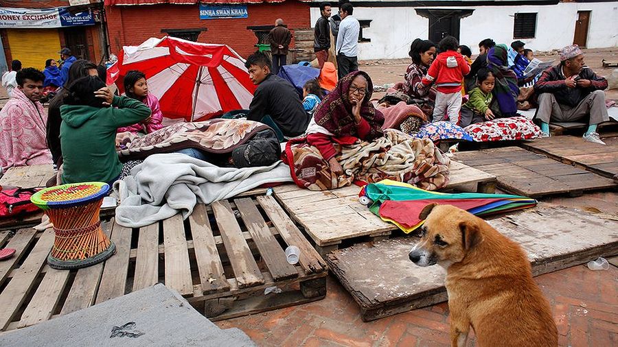 Nepalin pääkaupunki Katmandu järistyksen jälkeen. Kuva: Abir Abdullah / EPA