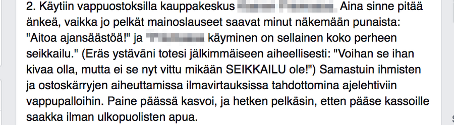 Kaverini kertoo Facebookissa arjestaan negatiivisuushaasteen innoittamana.