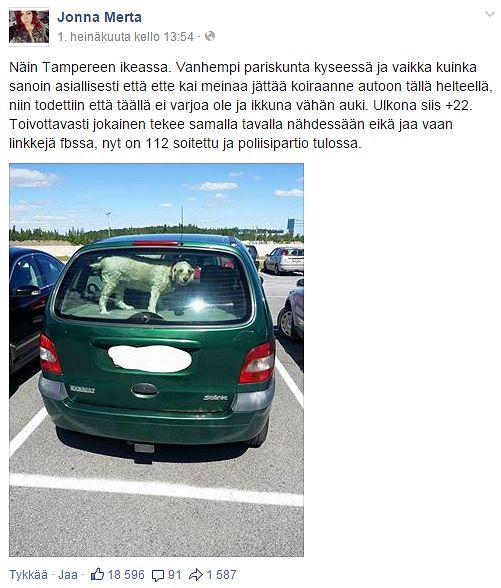 Kuvakaappaus Facebook-seinältä.