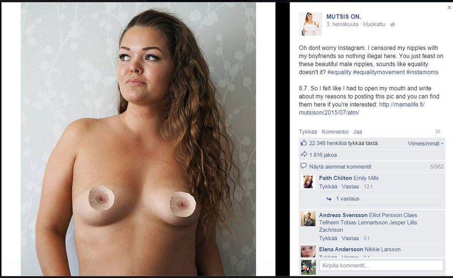 Kuvakaappaus Mutsis on -bloggarin Facebook-sivulta.