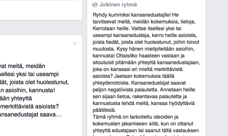 Ruutukaappaus Kummiksi kansanedustalle -ryhmän kuvauksesta.​