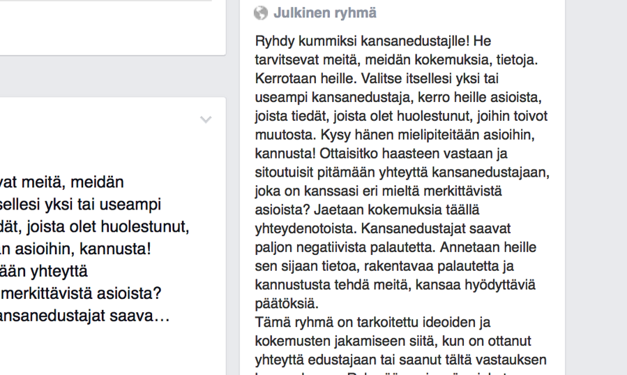 Ruutukaappaus Kummiksi kansanedustalle -ryhmän kuvauksesta.