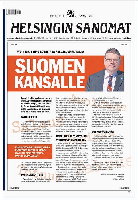 Kuvakaappaus HS:n nettisivuilta.
