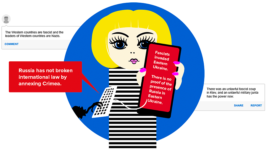 Kuvan alla: Forums used by Finns are full of anonymous stories about the evil West and the good Russia. Source: Internet