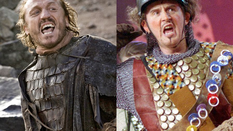 Ser Bronn of the Blackwater (Jerome Flynn) ja Tuttiritari (Jukka Leisti). Kuva: HBO ja Yle.