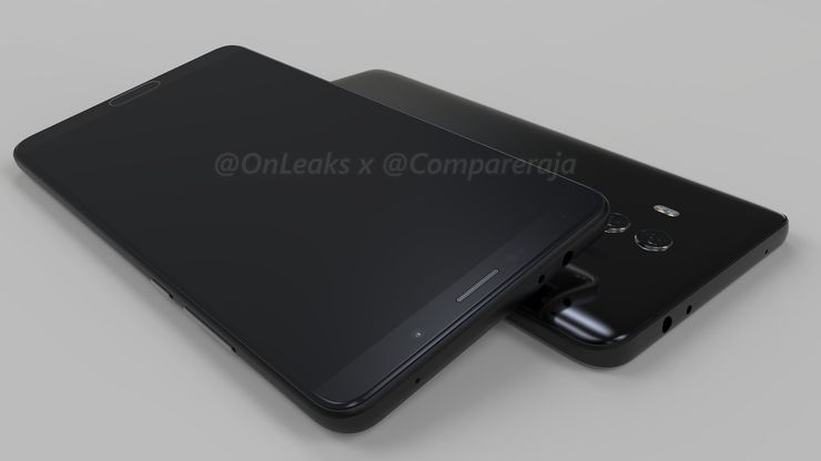 Huawei Mate 10. OnLeaksin yhdessä Comparerajan kanssa julkaisema kuva.