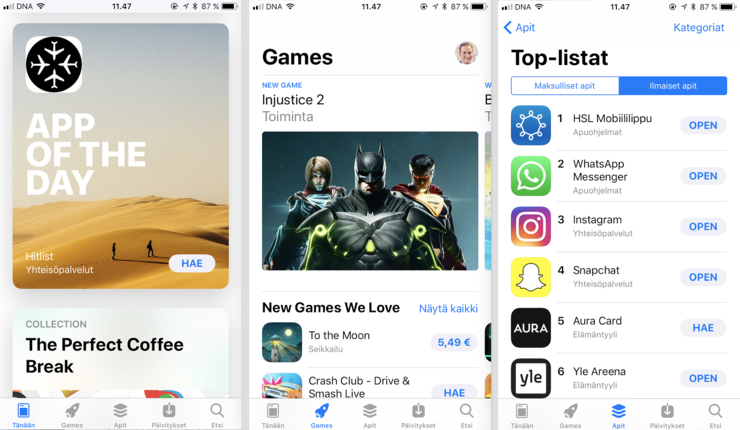 App Storen ilme ja järjestely menevät uusiksi.