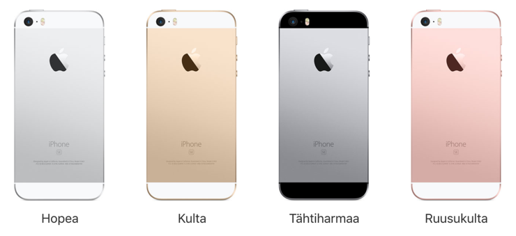 iPhone SE -värivaihtoehdot.