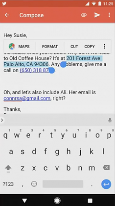 Android O:n älykäs tekstin valinta voi ehdottaa sopivaa sovellusta tekstin käyttöön.