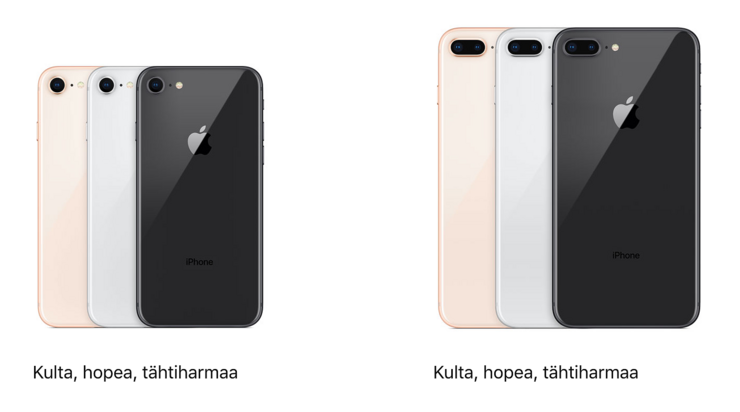 iPhone 8 -värivaihtoehdot.