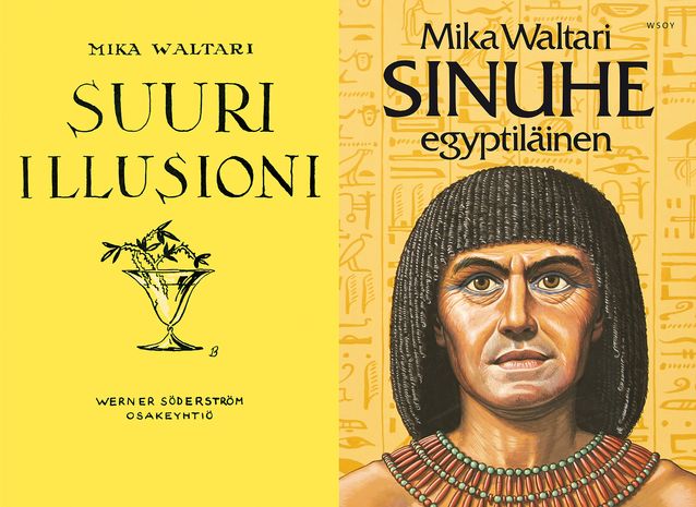 Waltari’s breakthrough novel Suuri Illusioni (‘The Great Illusion’) and the international bestseller Sinuhe, egyptiläinen (‘The Egyptian’). Images: WSOY image database.​​