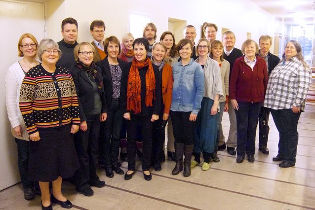VARIENG Scientific Advisory Board meeting, 21–22 November 2013, with Prof. Antoinette Renouf (Birmingham City University) and Prof. Christian Mair (University of Freiburg). Kuva:  Tanja Säily​