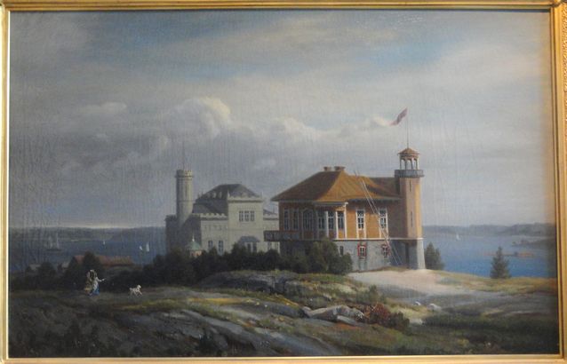 Villan som Fredrik Cygnaeus lät bygga målad av Johan Knutson (1816–1899) på 1870-talet. Foto: Cygnaeus galleri / Johan Knutson.​