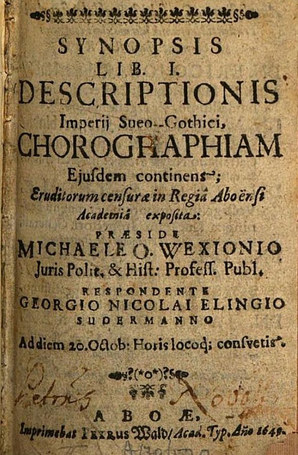 Michael Wexonius' work 'Epitome descriptionis [...]'.​