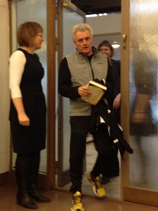 With writer John Irving at the Porthania building.​