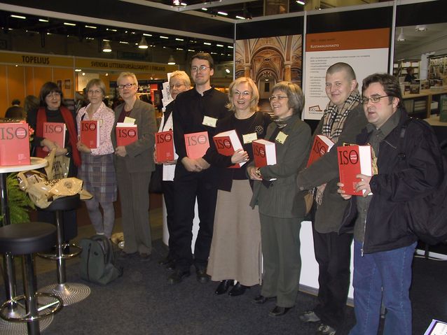The Great Finnish Grammar team at the Helsinki book fair in 2004.​