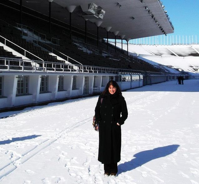 Me visiting the Olympic Stadium during my first long term visit to Helsinki in March 2013. Even then I knew Helsinki was a place where I would really like to live and work….Photo by Mina di Marino.​