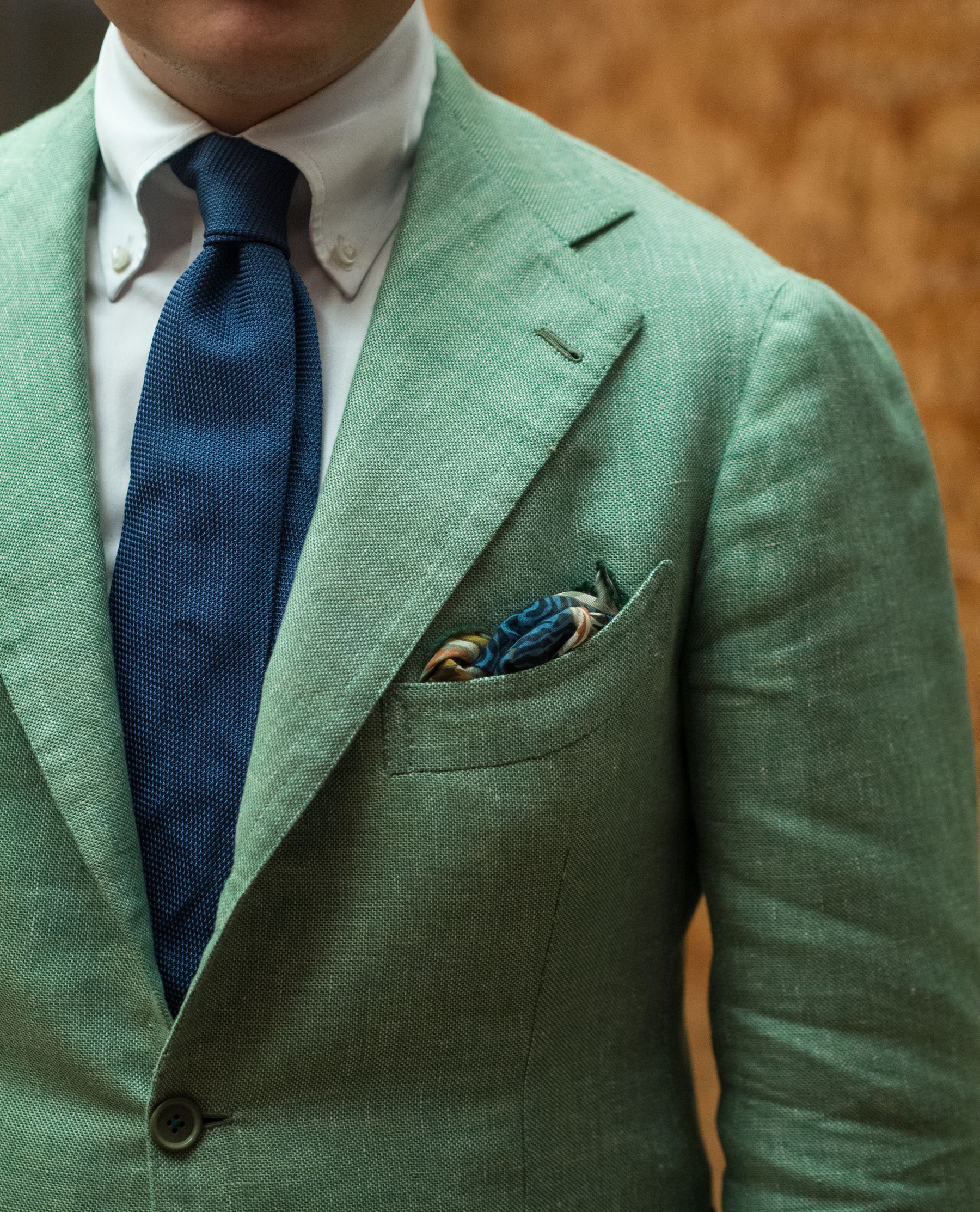 Green Bespoke Sartoria Peluso Sport Coat with Blue Accessories