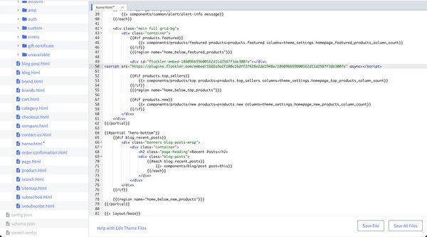 Hinzufügen eines Code-Snippets zu home.html im BigCommerce-Editor