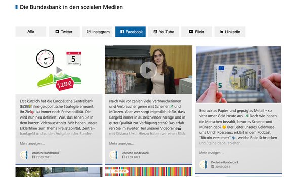 Socia media wall: Die Bundesbank