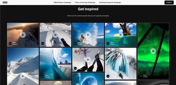 GoPro Awards mit User-Generated Content auf der Social Wall der Webseite