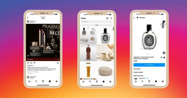 Die Instagram-Shopping-Funktion in einer mobilen App-Ansicht