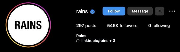 Verification Badge von Rains auf Instagram