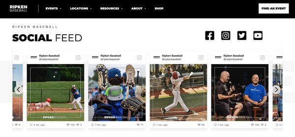 Instagram auf der Webseite von Ripken Baseball