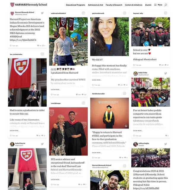 Social Wall der Harvard University zu Abschlussveranstaltungen