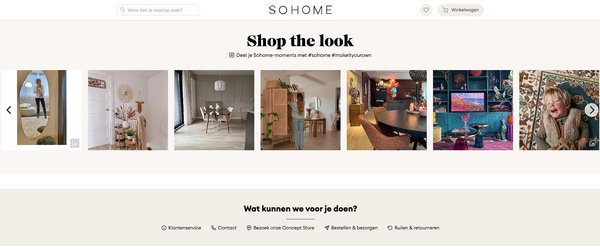 UGC-Galerie mit Shoppable Posts auf der E-Commerce-Seite von Sohome