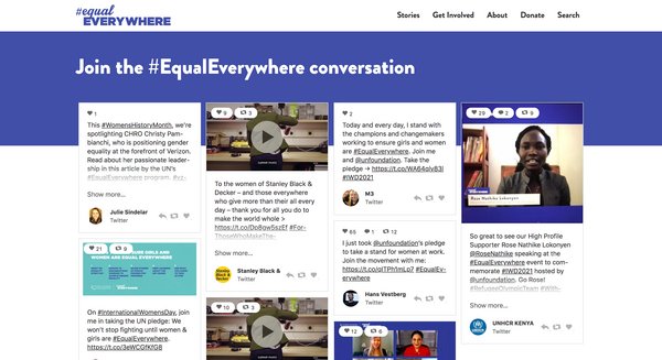 Social Media Wall on website: #EqualEverywhere