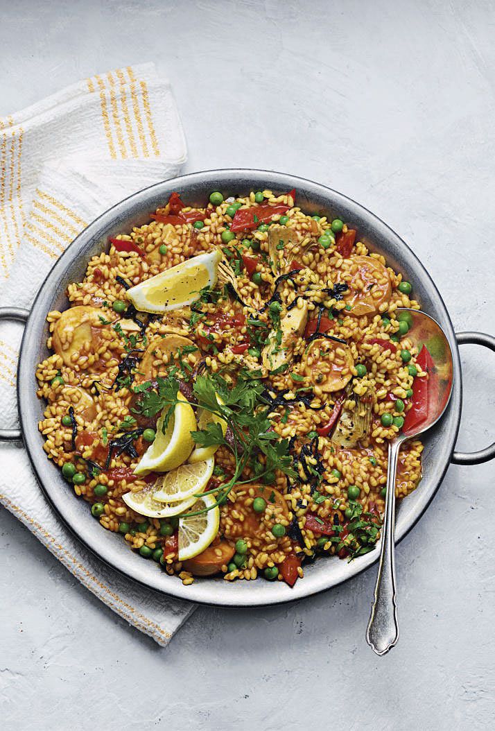 ‘Seafood’ Scallop Paella one pot vegan so vegan