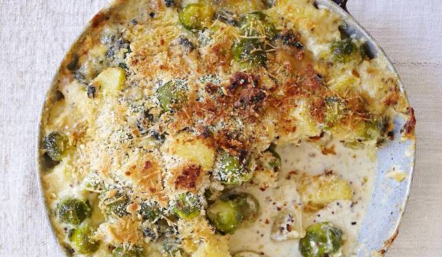 Tasty Baked Brussels Sprout Gratin Recipe For Christmas Dinner Gbbo