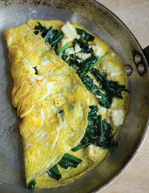 Omelette with Caerphilly & Wild Garlic - The Happy Foodie