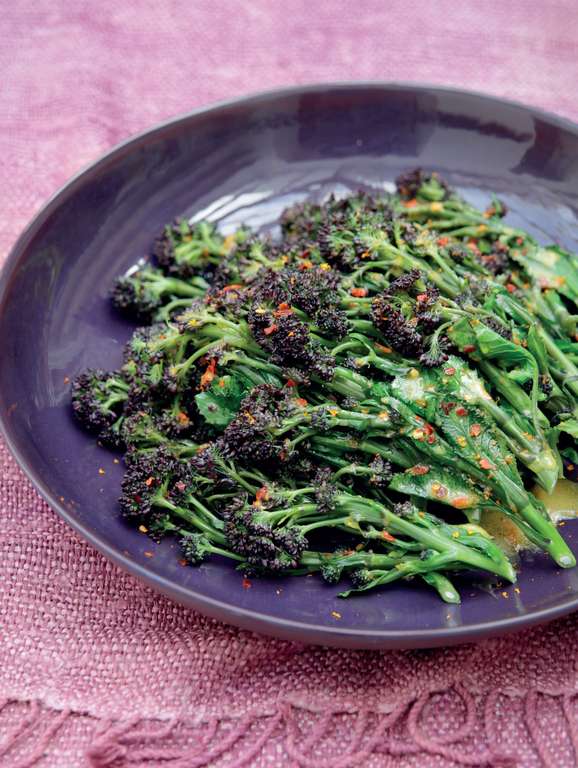 Purple Sprouting Broccoli With Clementine And Chilli The Happy Foodie