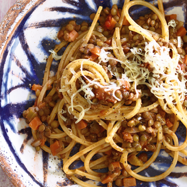 Puy Lentil Bolognese With Pasta The Happy Foodie