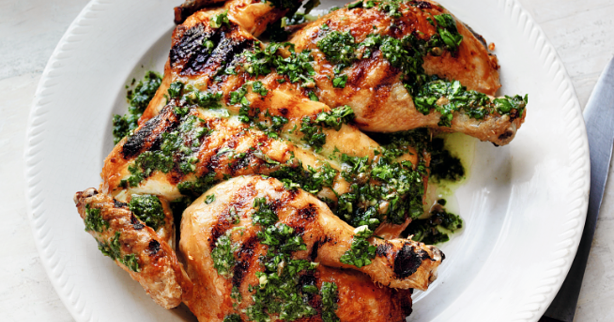 Grilled Spatchcocked Chicken with Green Sauce (Pollo alla Brace con ...