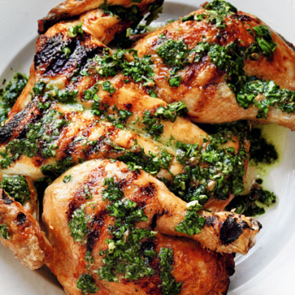 Grilled Spatchcocked Chicken With Green Sauce Pollo Alla Brace Con Salsa Verde The Happy Foodie